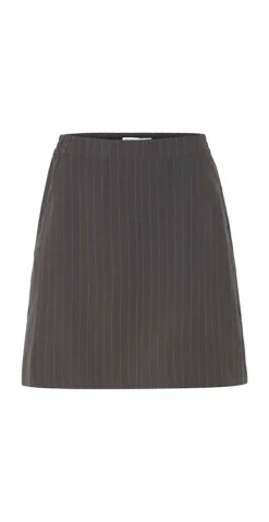 Midde kort nederdel dark grey mel. pinstripbe mix