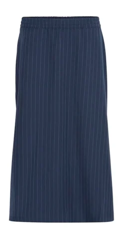 Midde nederdel navy pinstripe mix
