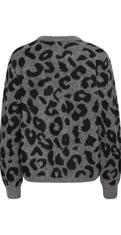 Minya strik med leopard mid. grey melange