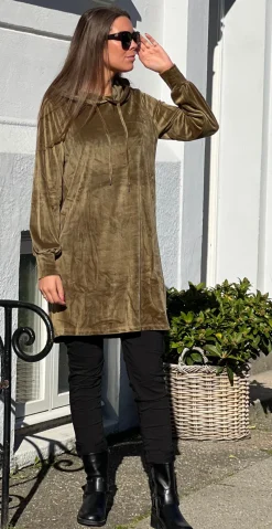 Mitza hoodie kjole military olive
