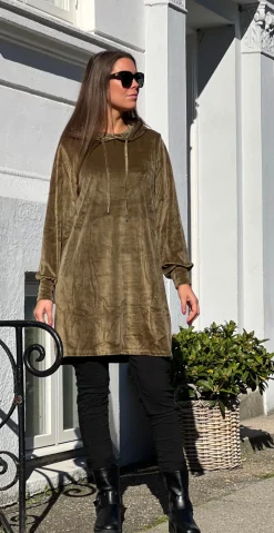 Mitza hoodie kjole military olive