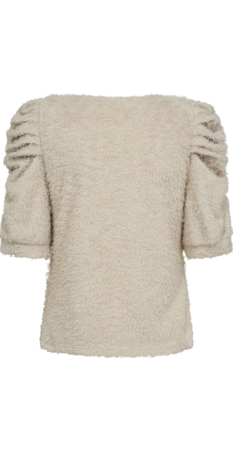 Molurex bluse i glimmerlook med pufærmer moonbeam