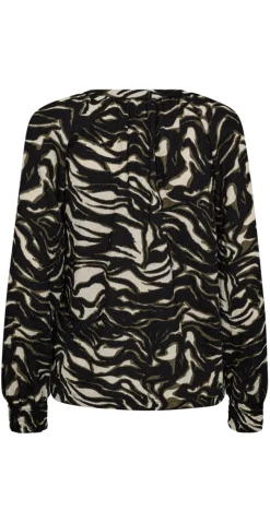 Nalia bluse med mønster sort