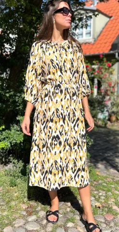 Nina kjole med bindebånd i taljen 100% ECOVERO-viskose gul