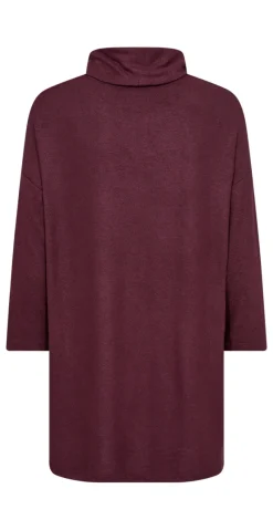 Olivia bluse med høj hals og trekvart ærmer blomme