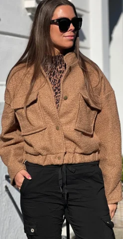 Paula teddy bomberjakke taupe LikeLondon