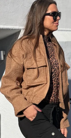 Paula teddy bomberjakke taupe LikeLondon