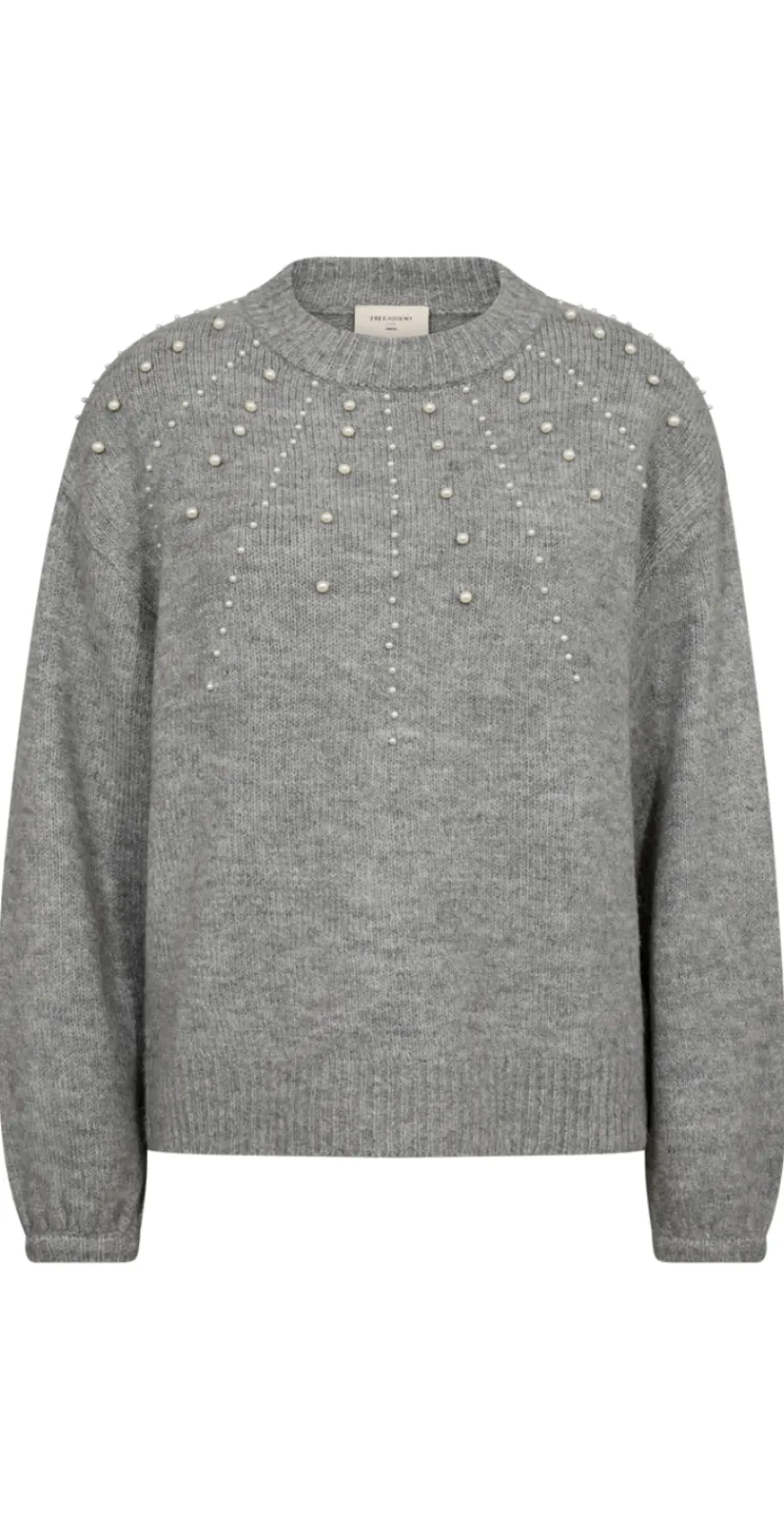 Pearl uld-pullover med perler grå