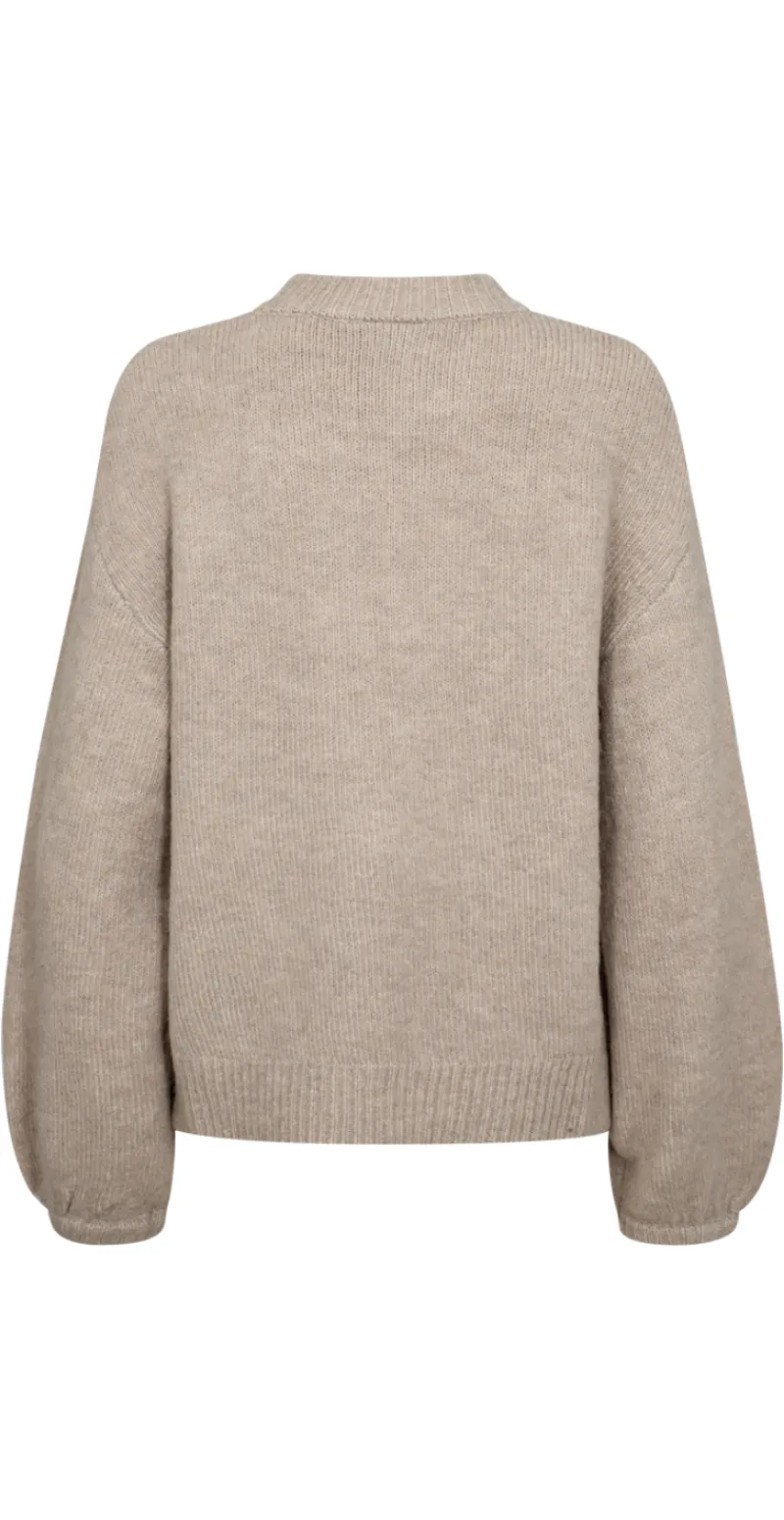 Pearl uld-pullover med perler taupe