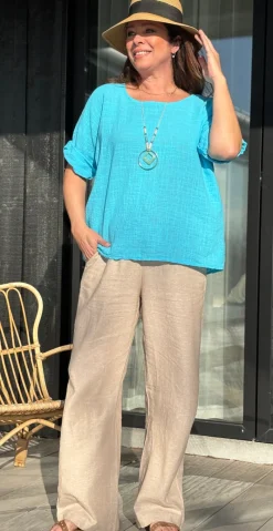 Penny bluse med halskæde blå LikeLondon