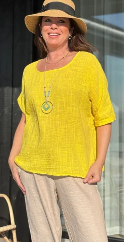 Penny bluse med halskæde gul LikeLondon