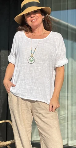 Penny bluse med halskæde hvid LikeLondon