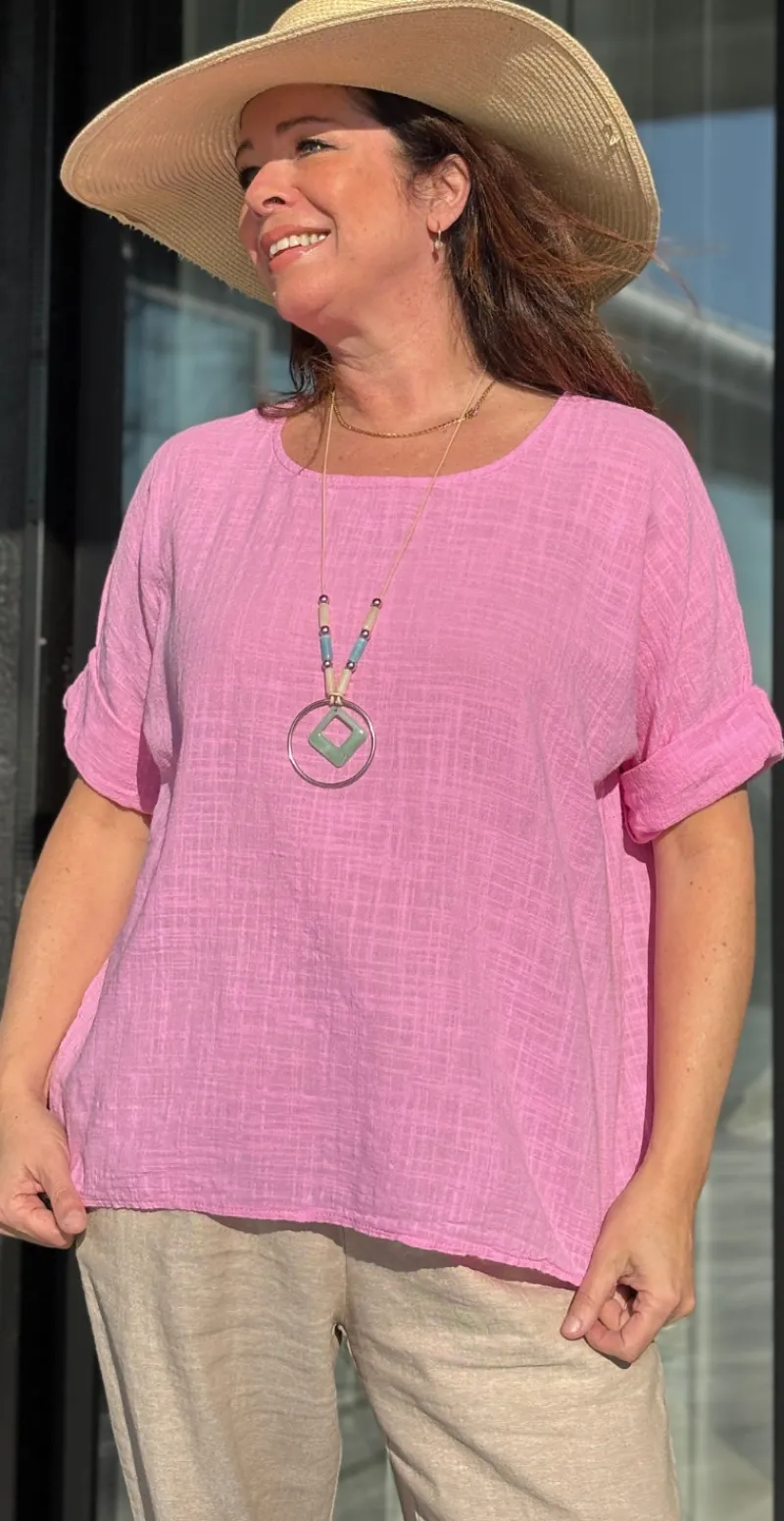 Penny bluse med halskæde pink LikeLondon