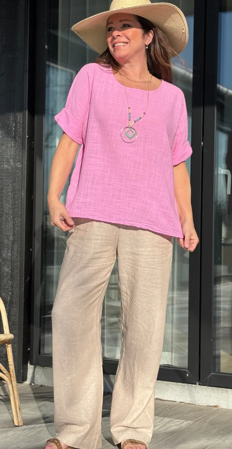 Penny bluse med halskæde pink LikeLondon