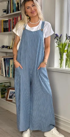 Petra buksedragt med striber medium jeans LikeLondon