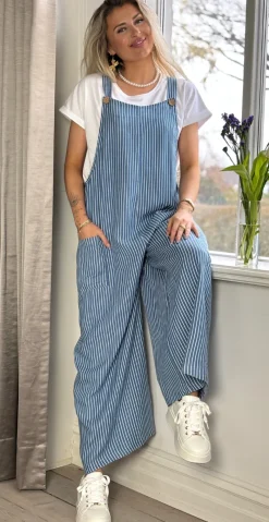 Petra buksedragt med striber medium jeans LikeLondon