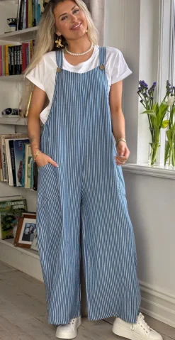Petra buksedragt med striber medium jeans LikeLondon
