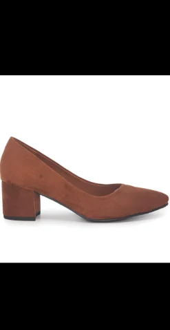 Pumps i imiteret ruskind cognac