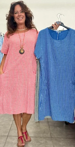 Ragna kjole med striber og lommer royalblue LikeLondon