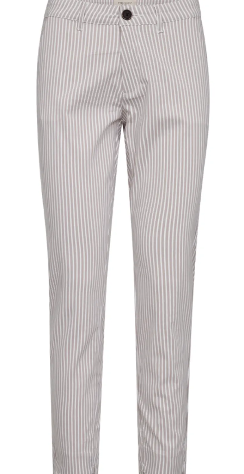 Rex bukser med striber taupe w. off-white