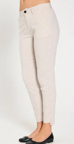 Rex bukser med striber taupe w. off-white