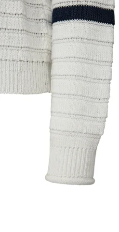 Sail cardigan med striber off-white w. navy blazer