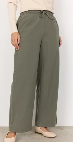 Sally buks med lige ben og lommer khaki Likelondon