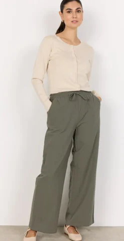 Sally buks med lige ben og lommer khaki Likelondon