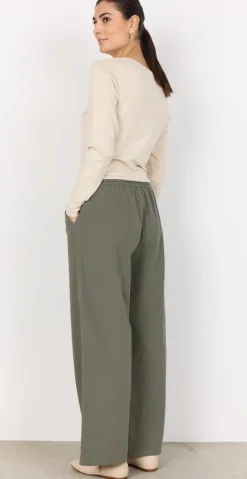 Sally buks med lige ben og lommer khaki Likelondon