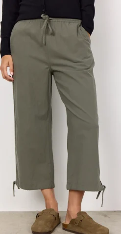 Sally capri bukser med bindebånd og snøre khaki