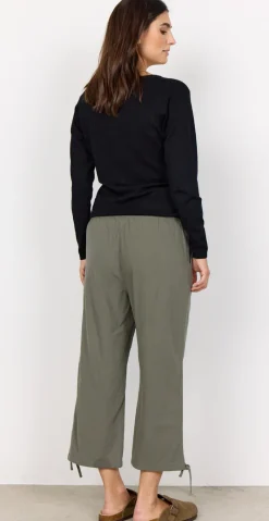 Sally capri bukser med bindebånd og snøre khaki