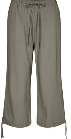 Sally capri bukser med bindebånd og snøre khaki