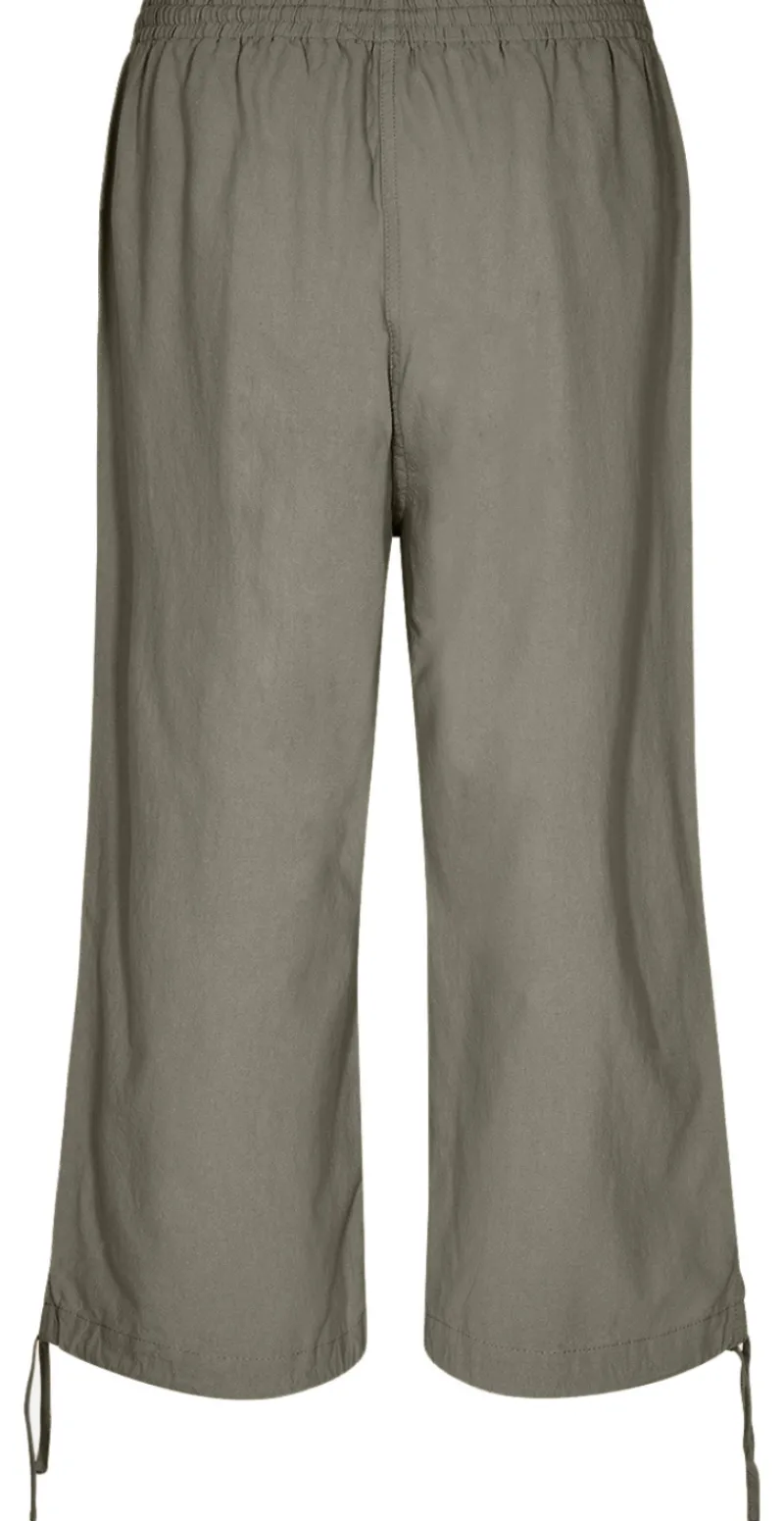 Sally capri bukser med bindebånd og snøre khaki