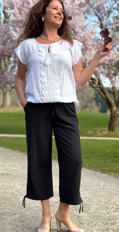 Sally capri bukser med bindebånd og snøre sort