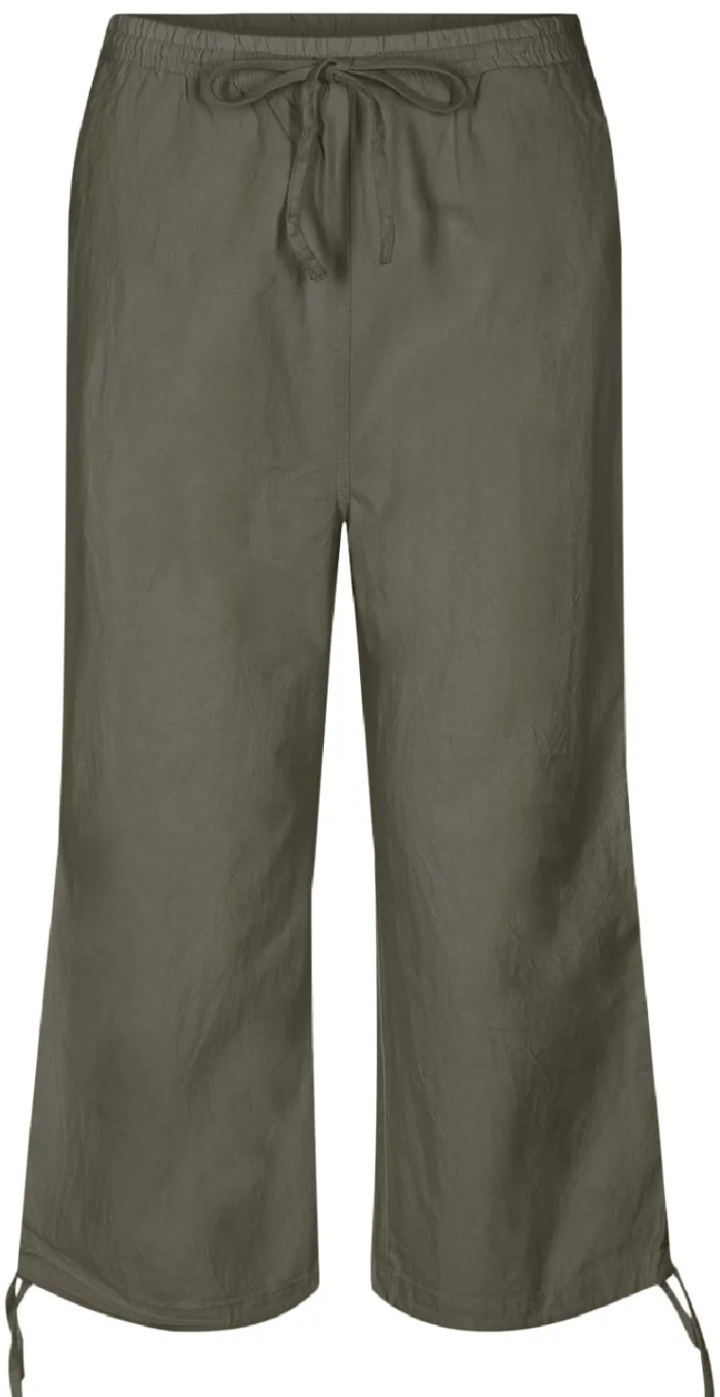 Sally capri bukser med bindebånd og snøre dark army