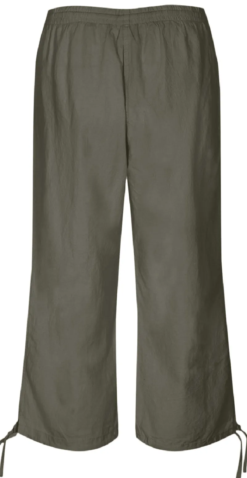 Sally capri bukser med bindebånd og snøre dark army
