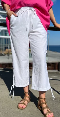 Sally capri bukser med bindebånd og snøre hvid