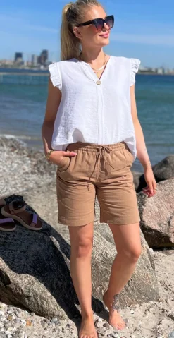 Sally shorts med elastik og lommer desert brown