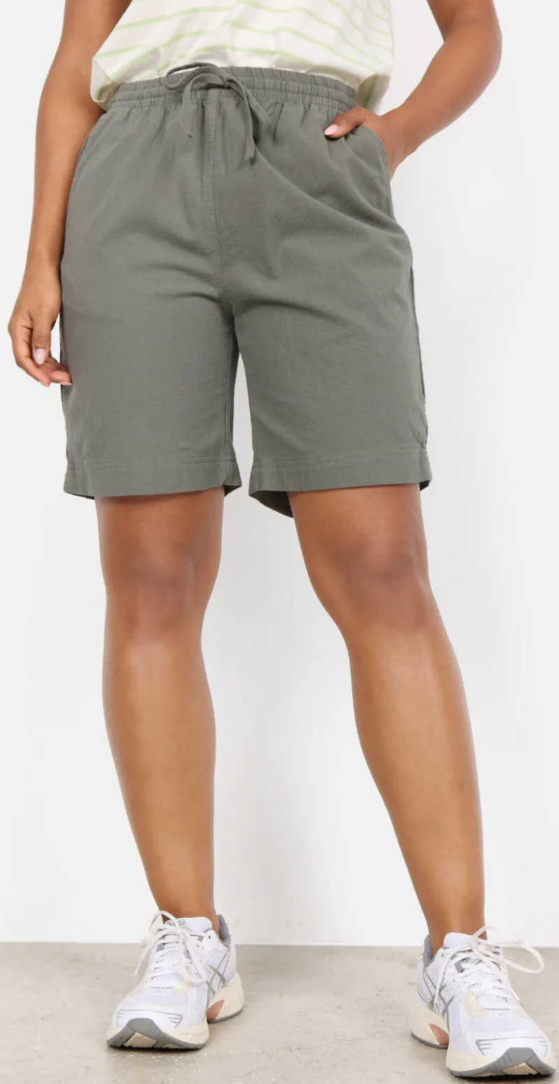Sally shorts med elastik og lommer khaki