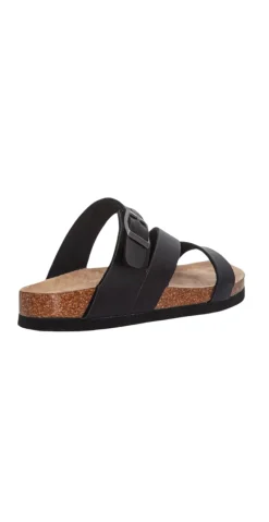 Sandal med PU læderremme i sort
