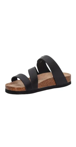 Sandal med PU læderremme i sort