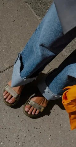 Sandal med velcro dark olive