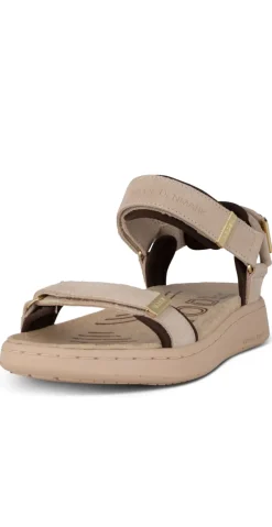 Sandal med velcro suede coffee cream