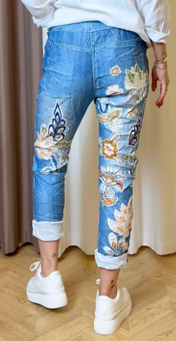 Sisse bukser med blade lys denim Likelondon