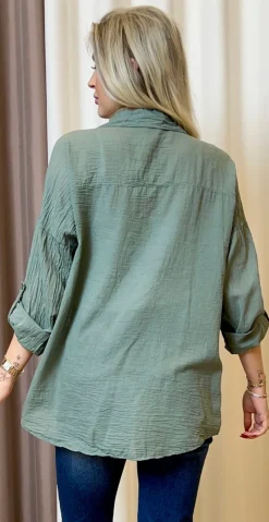 Skye skjorte med stjerne motiv khaki LikeLondon
