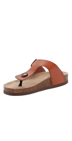 Slip-in sandal med spænde camel