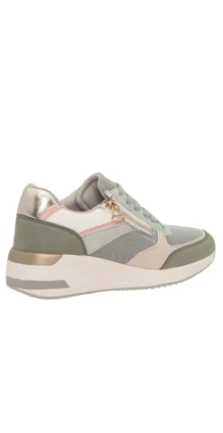 Sneakers med kilehæl og lynlås grøn