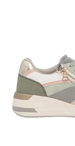 Sneakers med kilehæl og lynlås grøn