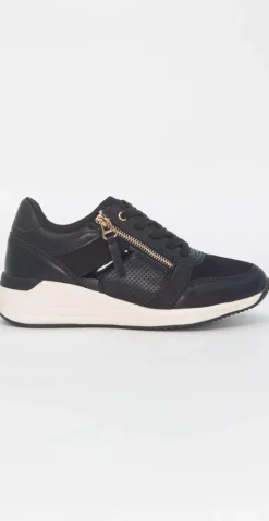 Sneakers med kilehæl sort
