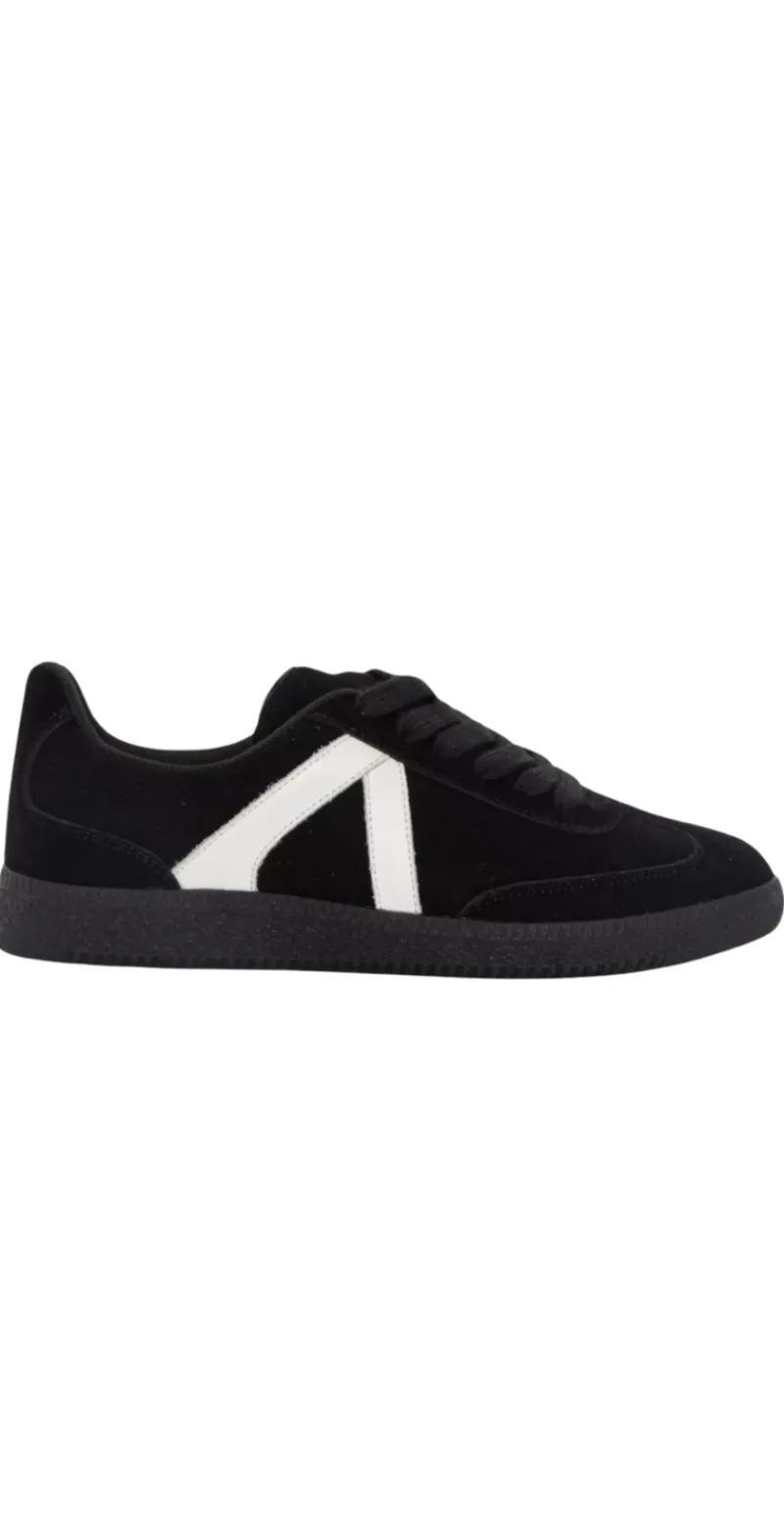 Sneakers med skind og ruskind sort